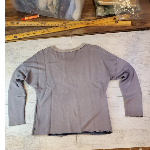 Stateside long sleeve sweatshirt S Rayon Made in USA Reversible stripe wide crew - Picture 12 of 12